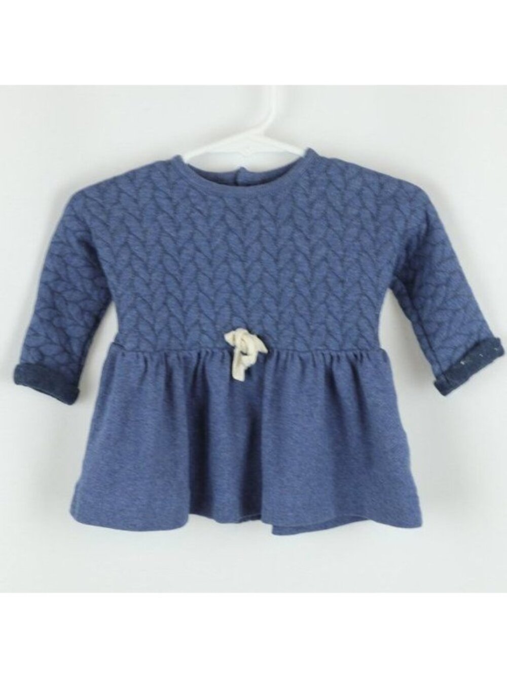 Message In The Bottle Infant Size 3 Months Blue Crewneck Quilted Peplum Sweater